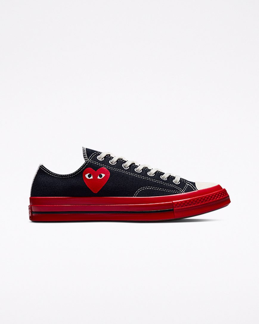 Tenisi Barbati Converse x Comme des Garçons PLAY Chuck 70 Negrii Rosii | RO TULIZ058